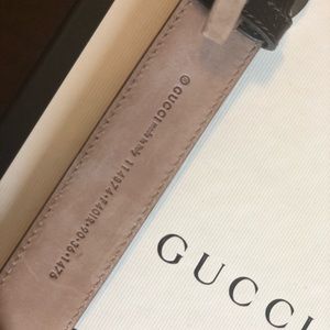 AUTHENTIC Brown/Leather Trim Gucci Unisex Belt